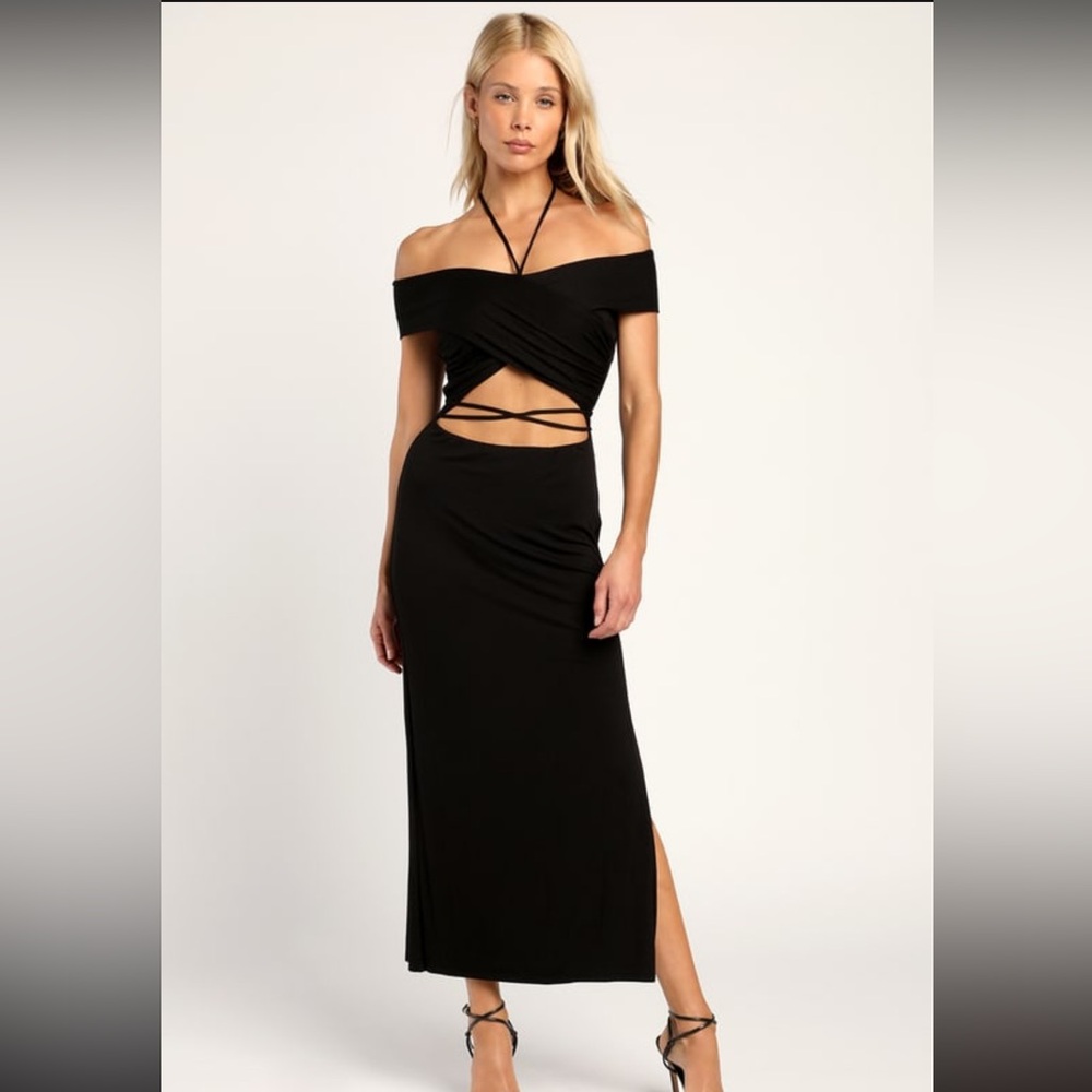 Crisscross black strap dress